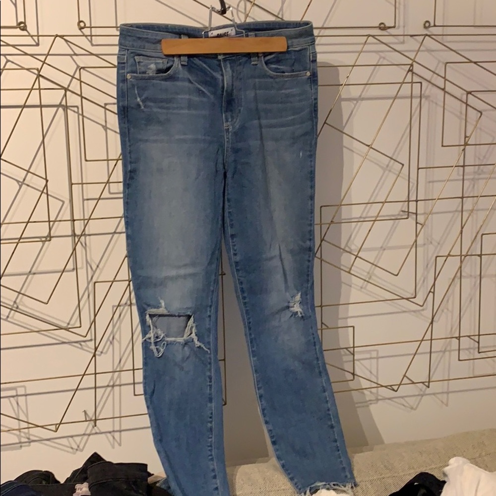 Paige distressed skinny jeans